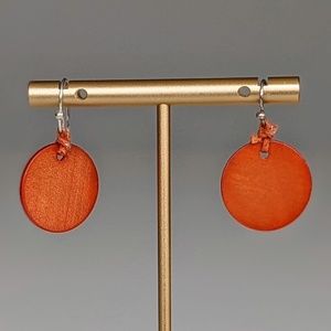 Orange Circle Drop Earrings